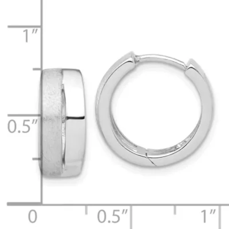 Sterling Silver Rhodium-plated Satin and Polished Hinged Hoop Earrings