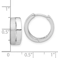 Sterling Silver Rhodium-plated Satin and Polished Hinged Hoop Earrings