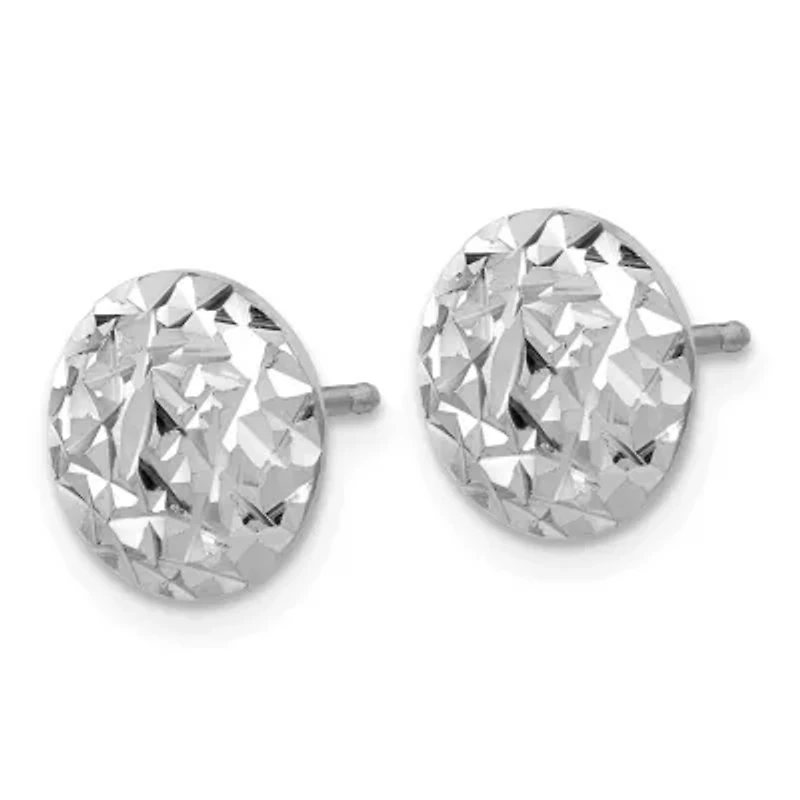Sterling Silver Rhodium-plated Polished and Diamond-cut Post Earrings
