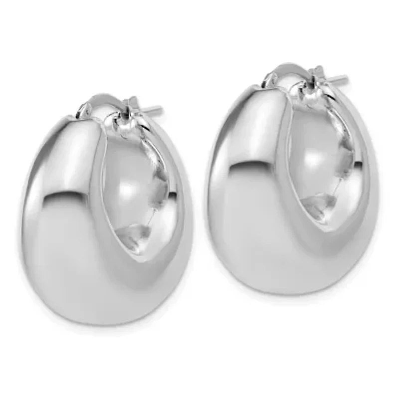 Sterling Silver Rhodium-plated Polished Puffed Hoop Earrings