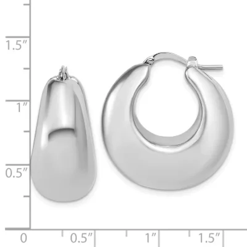 Sterling Silver Rhodium-plated Polished Puffed Hoop Earrings