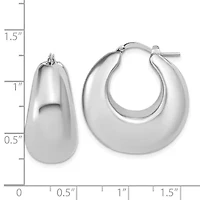 Sterling Silver Rhodium-plated Polished Puffed Hoop Earrings