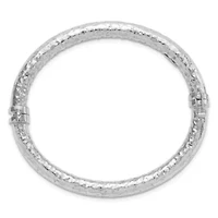 Sterling Silver Rhodium-plated Polished Hammered Bangle Bracelet