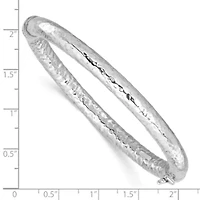 Sterling Silver Rhodium-plated Polished Hammered Bangle Bracelet