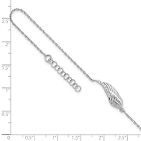 Sterling Silver Rhodium-plated Cubic Zirconia Angel Wing  9 Inch Plus 1 Inch Extension Anklet