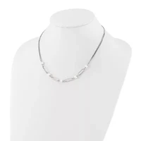 Sterling Silver Rhodium-plated Polished Freshwater Cultured Pearls with 2-inch Extension Necklace