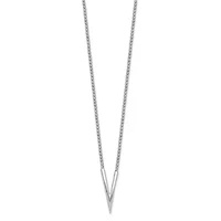 Sterling Silver Rhodium-plated Polished V with 2-inch Extension Necklace