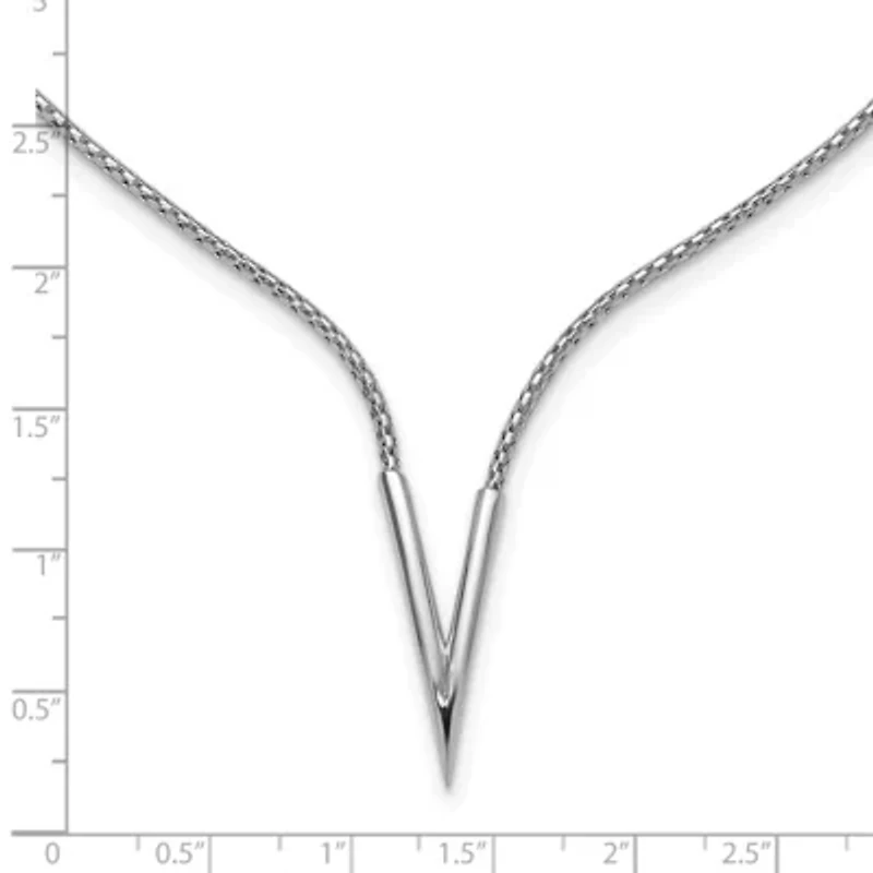 Sterling Silver Rhodium-plated Polished V with 2-inch Extension Necklace