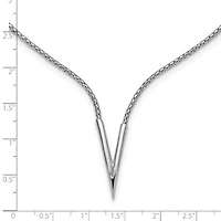 Sterling Silver Rhodium-plated Polished V with 2-inch Extension Necklace