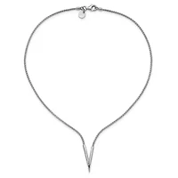 Sterling Silver Rhodium-plated Polished V with 2-inch Extension Necklace