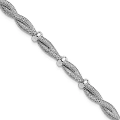 Sterling Silver Rhodium-plated Polished Braided with 1" Extender Bracelet