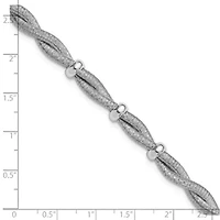 Sterling Silver Rhodium-plated Polished Braided with 1" Extender Bracelet