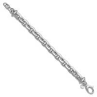 Sterling Silver Rhodium-plated Polished Cable Link with 0.5" Extender Bracelet