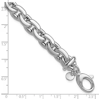 Sterling Silver Rhodium-plated Polished Cable Link with 0.5" Extender Bracelet
