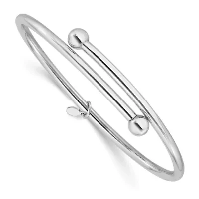 Sterling Silver Rhodium-plated Flexible Bypass Bangle