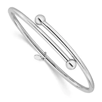 Sterling Silver Rhodium-plated Flexible Bypass Bangle