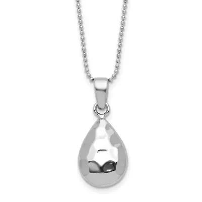 Sterling Silver Rhodium-plated Hammered Pendant Necklace