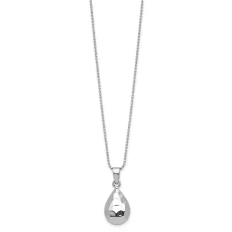 Sterling Silver Rhodium-plated Hammered Pendant Necklace