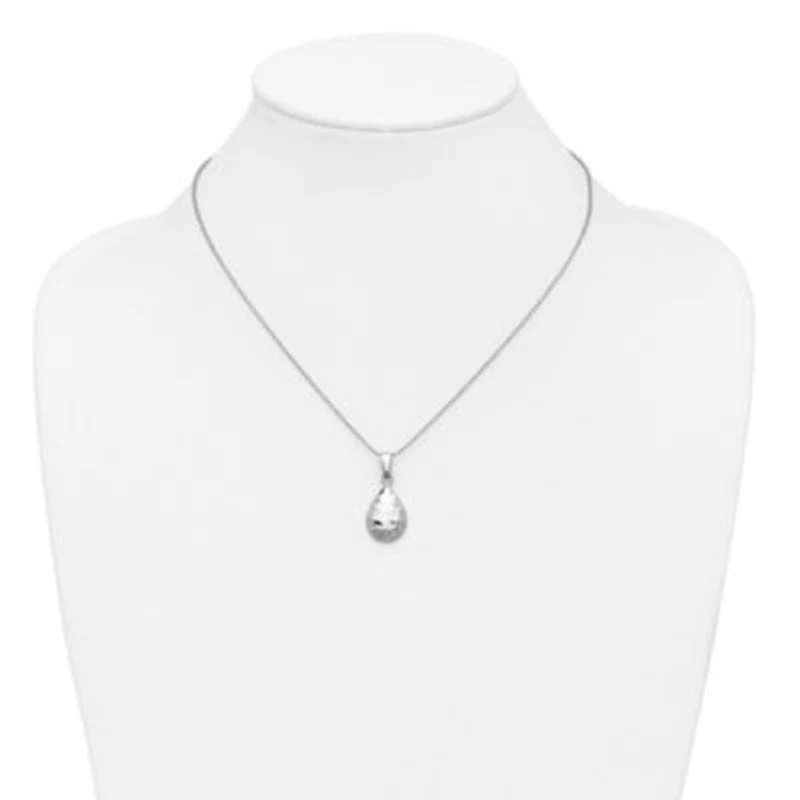 Sterling Silver Rhodium-plated Hammered Pendant Necklace