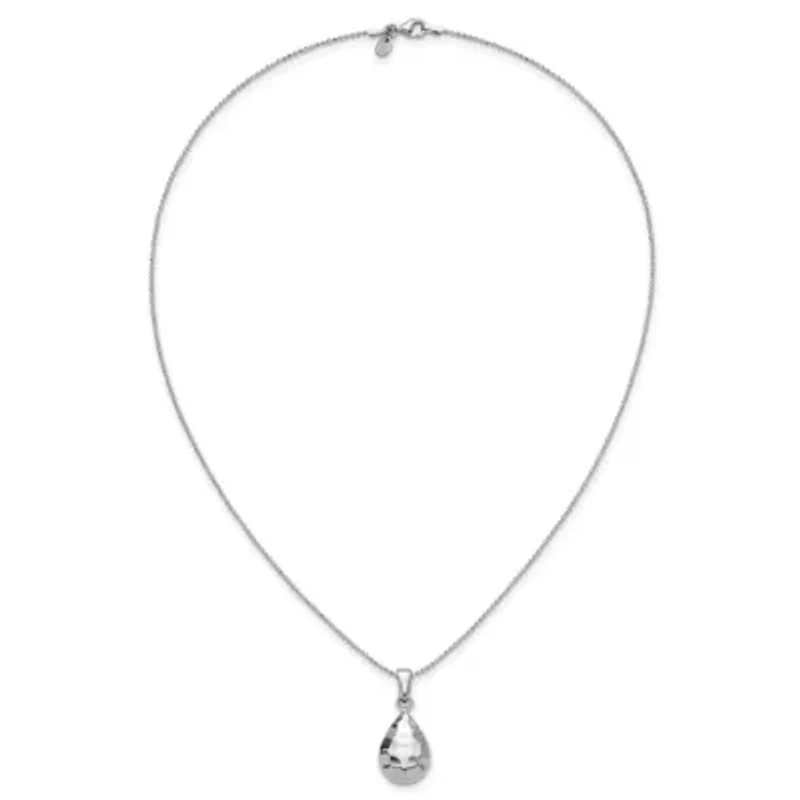 Sterling Silver Rhodium-plated Hammered Pendant Necklace