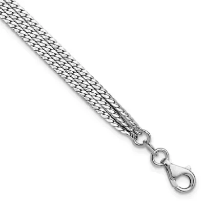 Sterling Silver Rhodium-plated Polished Fancy 3-with 1" Extender Bracelet