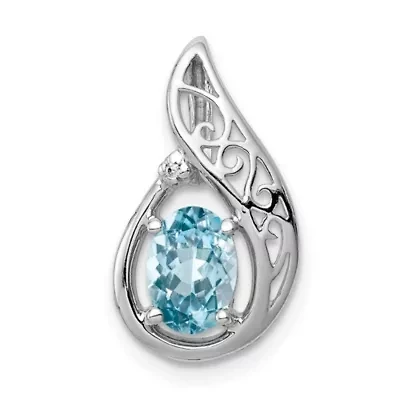 1.1 ct. t.w. Light Swiss Blue Topaz and 0.003 ct. t.w. Diamond Pendant in Rhodium-plated Sterling Silver