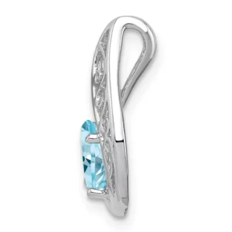 1.1 ct. t.w. Light Swiss Blue Topaz and 0.003 ct. t.w. Diamond Pendant in Rhodium-plated Sterling Silver