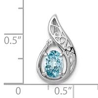 1.1 ct. t.w. Light Swiss Blue Topaz and 0.003 ct. t.w. Diamond Pendant in Rhodium-plated Sterling Silver