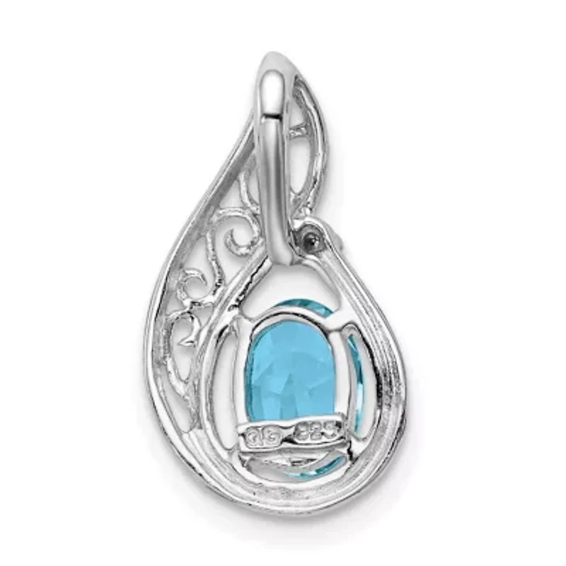 1.1 ct. t.w. Light Swiss Blue Topaz and 0.003 ct. t.w. Diamond Pendant in Rhodium-plated Sterling Silver