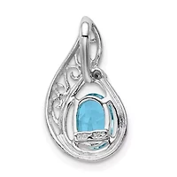 1.1 ct. t.w. Light Swiss Blue Topaz and 0.003 ct. t.w. Diamond Pendant in Rhodium-plated Sterling Silver