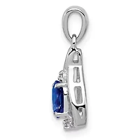 5/8 ct. t.w. Sapphire and 0.01 ct. t.w. Diamond Oval Pendant in Rhodium-plated Sterling Silver