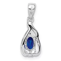 5/8 ct. t.w. Sapphire and 0.01 ct. t.w. Diamond Oval Pendant in Rhodium-plated Sterling Silver