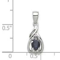 5/8 ct. t.w. Sapphire and 0.01 ct. t.w. Diamond Oval Pendant in Rhodium-plated Sterling Silver