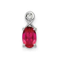 5/8 ct. t.w. Ruby and 0.004 ct. t.w. Diamond Oval Pendant in Rhodium-plated Sterling Silver