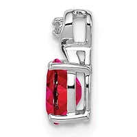 5/8 ct. t.w. Ruby and 0.004 ct. t.w. Diamond Oval Pendant in Rhodium-plated Sterling Silver