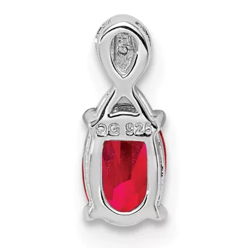 5/8 ct. t.w. Ruby and 0.004 ct. t.w. Diamond Oval Pendant in Rhodium-plated Sterling Silver