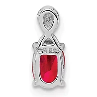 5/8 ct. t.w. Ruby and 0.004 ct. t.w. Diamond Oval Pendant in Rhodium-plated Sterling Silver