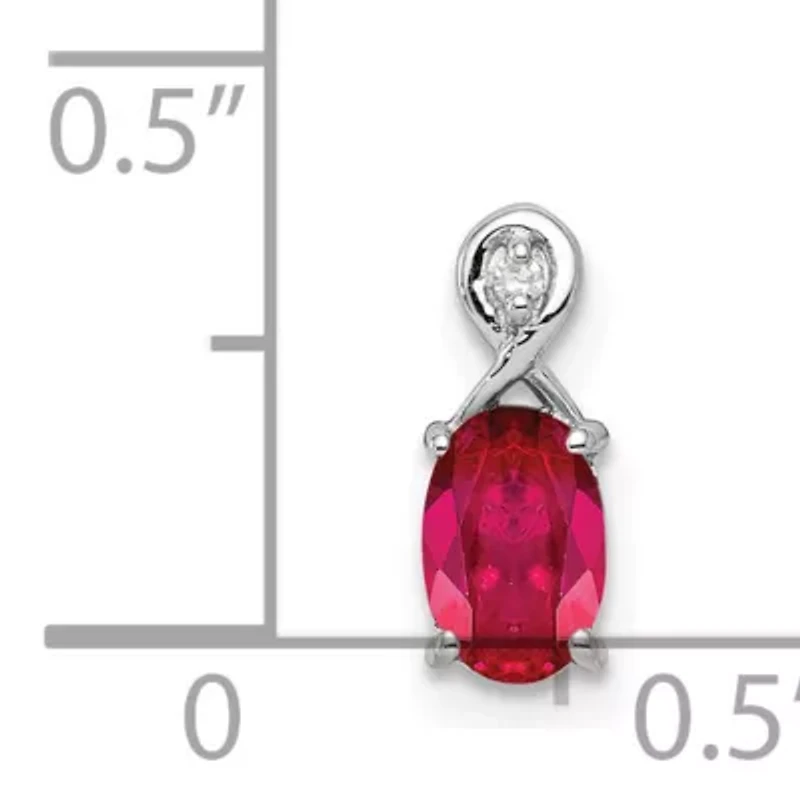 5/8 ct. t.w. Ruby and 0.004 ct. t.w. Diamond Oval Pendant in Rhodium-plated Sterling Silver