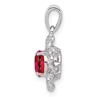 1.39 ct. t.w. Ruby and 5/8 ct. t.w. White Topaz Pendant in Rhodium-plated Sterling Silver