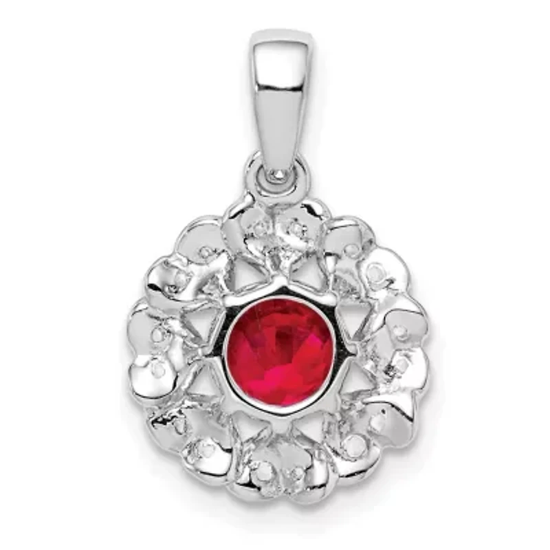 1.39 ct. t.w. Ruby and 5/8 ct. t.w. White Topaz Pendant in Rhodium-plated Sterling Silver