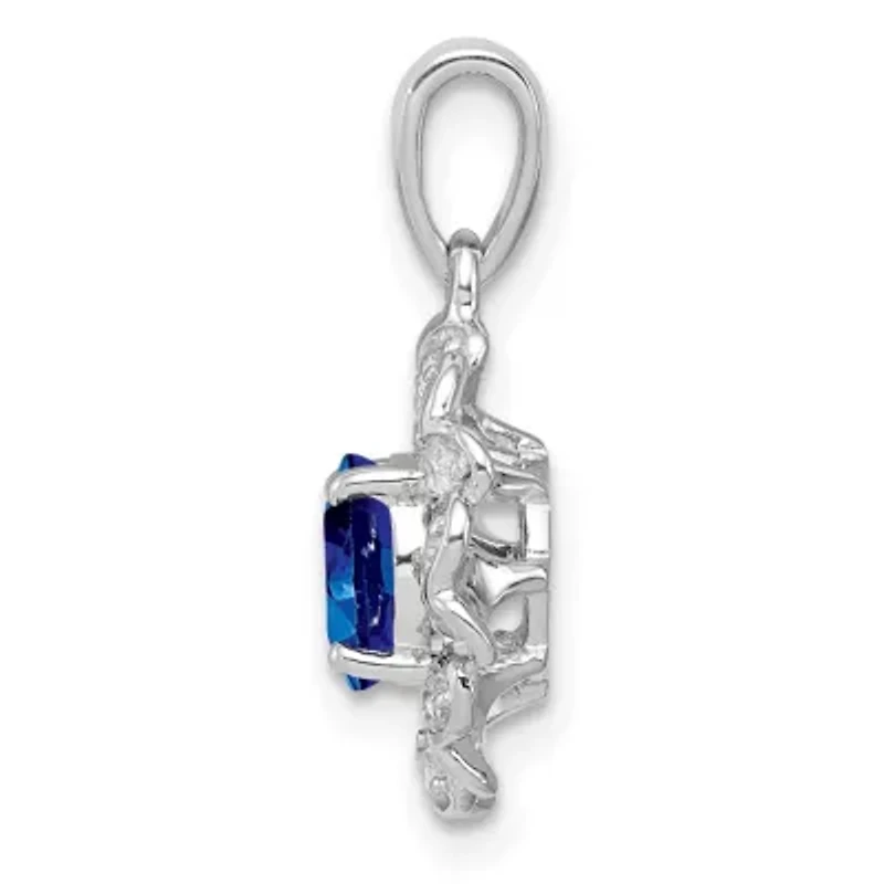 1.24 ct. t.w. Sapphire and 5/8 ct. t.w. White Topaz Pendant in Rhodium-plated Sterling Silver