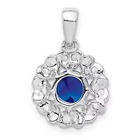 1.24 ct. t.w. Sapphire and 5/8 ct. t.w. White Topaz Pendant in Rhodium-plated Sterling Silver