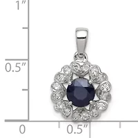 1.24 ct. t.w. Sapphire and 5/8 ct. t.w. White Topaz Pendant in Rhodium-plated Sterling Silver