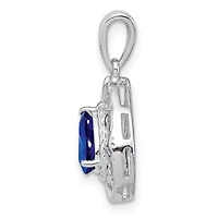 7/8 ct. t.w. Sapphire Teardrop Pendant in Rhodium-plated Sterling Silver