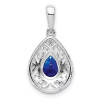 7/8 ct. t.w. Sapphire Teardrop Pendant in Rhodium-plated Sterling Silver