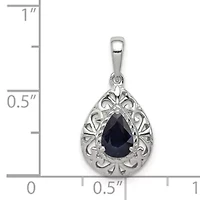 7/8 ct. t.w. Sapphire Teardrop Pendant in Rhodium-plated Sterling Silver