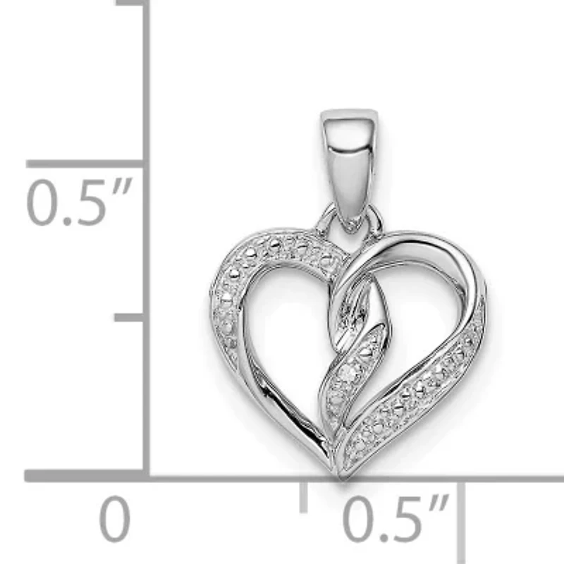 0.005 ct. t.w. Diamond Heart Pendant in Rhodium-plated Sterling Silver