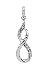 1/10 ct. t.w. Diamond Figure 8 Pendant with 18 Inch Chain in Rhodium Plated Sterling Silver