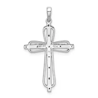 0.055 ct. t.w. Diamond Cross Pendant in Rhodium-plated Sterling Silver