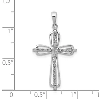 0.055 ct. t.w. Diamond Cross Pendant in Rhodium-plated Sterling Silver
